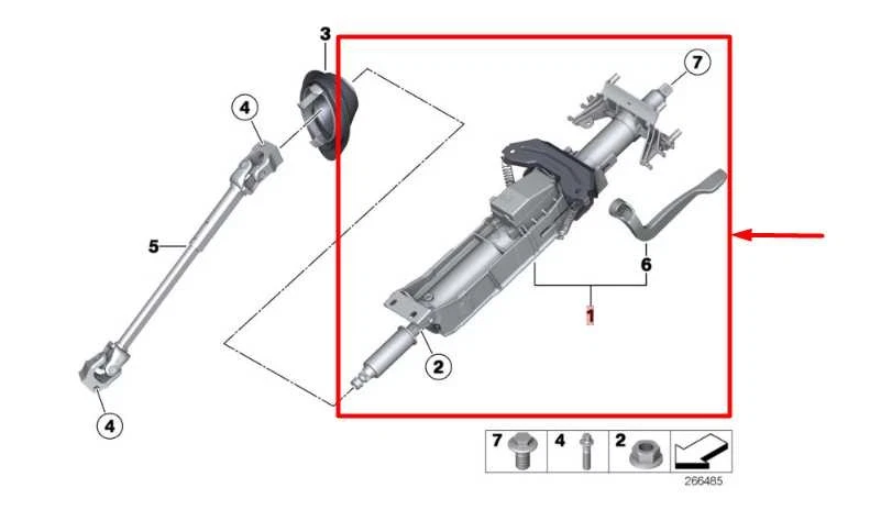 BMW 435i Gran Coupé 2015-2016 ajuste manual columna de dirección 32306858559 OEM Foto 2 de 4