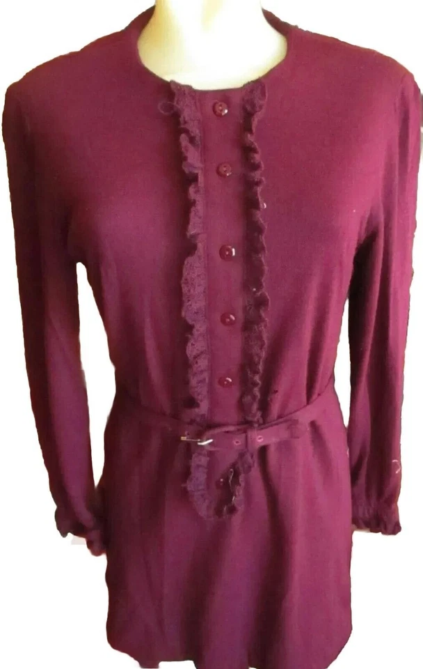 6 Vestido para mujer vintage años 70 MINNESOTA LANA REAL PÚRPURA CINTURÓN MOD ACRÍLICO Foto 2 de 4