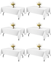 White Rectangle Table Cloth - 6 Pack, 60" x 84" Washable Polyester Tablecloth...