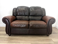 SOFA 2 Seater Violino Italian Brown Leather Sewn In Cushions FREE DELIVERY