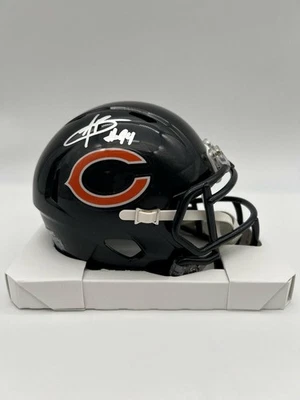 JMC SPORTS Austin Booker Autographed Chicago Bears Navy Mini Football Helmet JSA CoA