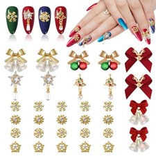 32 PCS Christmas Nail Art Charms  Alloy 3D Dangle Nail Art Christmas Bell