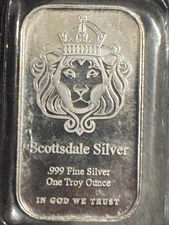 Scottsdale Mint 1 Troy Oz .999 Fine Silver Bar "In God We Trust" + More