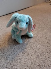 TY BEANIE BABY SPRING - GREEN AND WHITE RABBIT - MINT  - RETIRED WITH TAGS