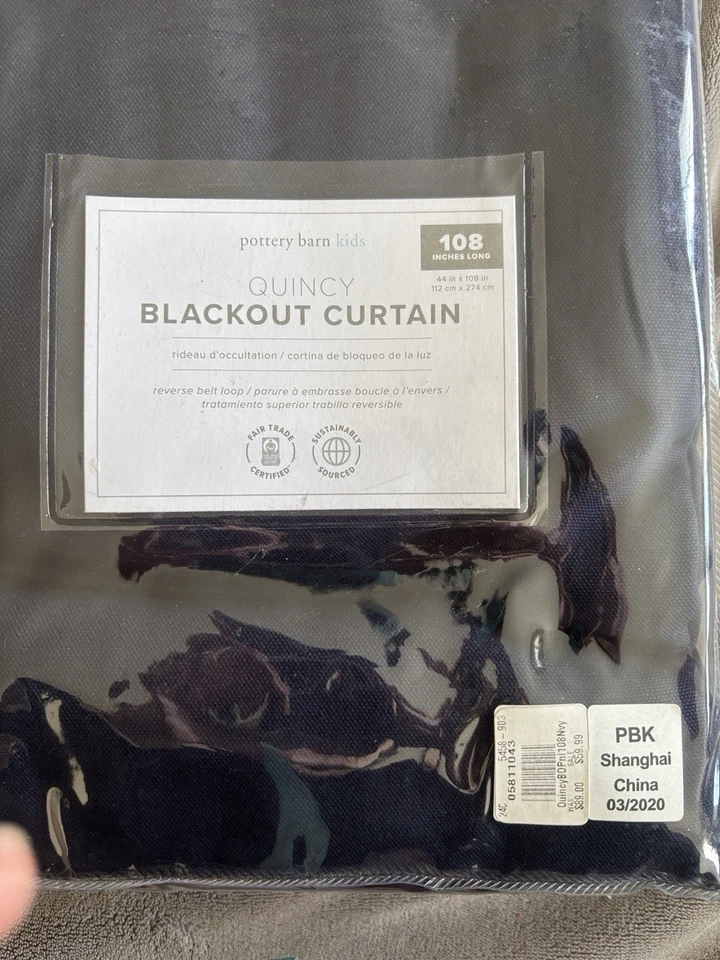 Pottery Barn QUINCY BLACKOUT Curtain, NAVY, 44” X 108", NWT - Image 3 of 4