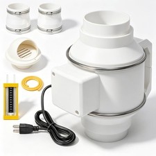 4 to 3 inch Radon Mitigation System Kit, 188 CFM Ultra Quiet Radon Fan