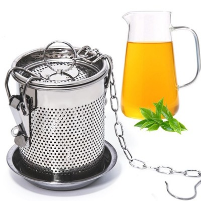 Large Tea Infuser for Loose Leaf Tea with Drip Tray Stainless Steel 10oz Tea ...