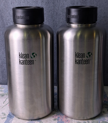 Klean Kanteen 64oz Stainless Steel Water Bottle 1900ml Wide Mouth Cap Lot of 2