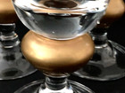Three (3) Vintage Signed BROCK  7” Gold Ball Goblets Hand Blown Water Iced Tea — photo 4
