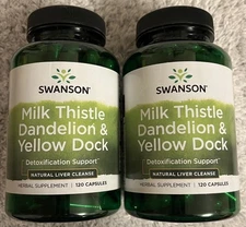 240 Caps Swanson Milk Thistle, Dandelion, Yellow Dock, Beet Root Detoxify Liver