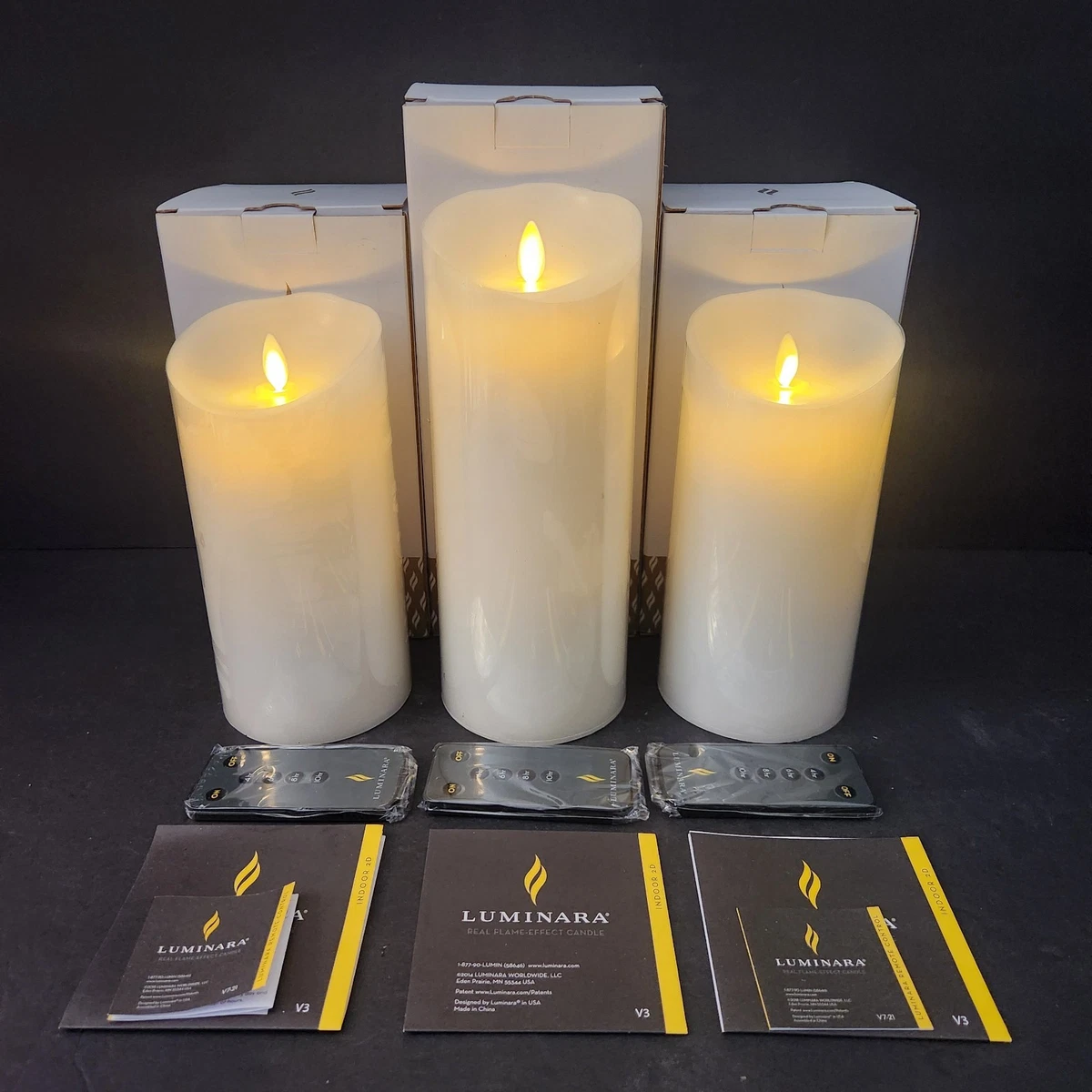 Luminara Flickering Flameless Scented Wax Candle – Ivory, 5 Inch, With Timer & Remote (Choose 1, 2, Or 3 Pack)