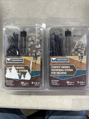 2 bx VERANDA Cortex Hidden Fastening System Decking - 150screws/200plugs - Brown