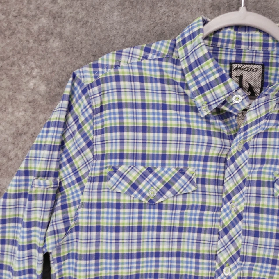 Camisa Mojo Ropa Deportiva Para Hombre Grande Manga Larga Azul Verde Blanco A Cuadros Ligera Foto 3 de 4