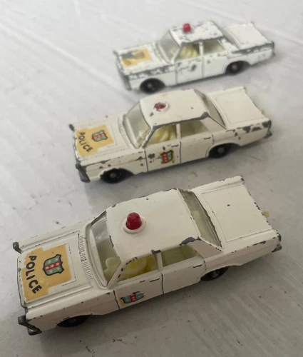 'MATCHBOX SERIES' by Lesney Ford Galaxie 55/59 Police cars x 3