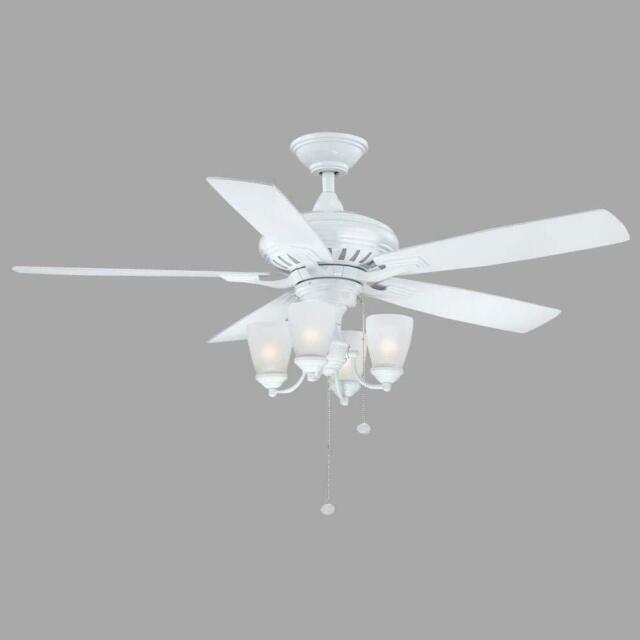 Hampton Bay Bristol Lane 52 In Indoor, 52 White Ceiling Fan With Light