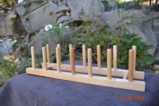 Wooden Plate Holder Dish Drying Display Rack Stand NWOT 6 Slots.