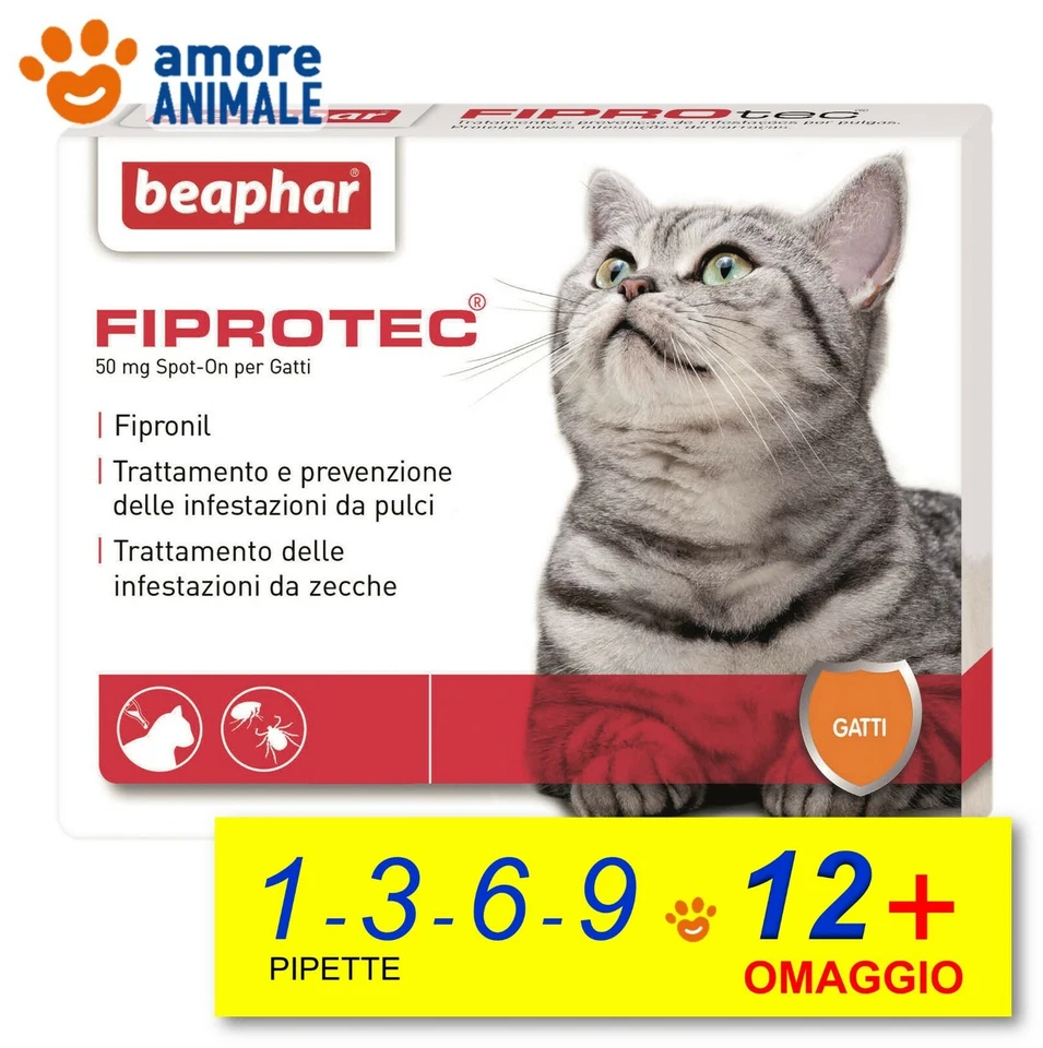 Beaphar Fiprotec Spot-On Gatti - 1 / 3 / 6 / 9 / 12 pipette - Antiparassitario