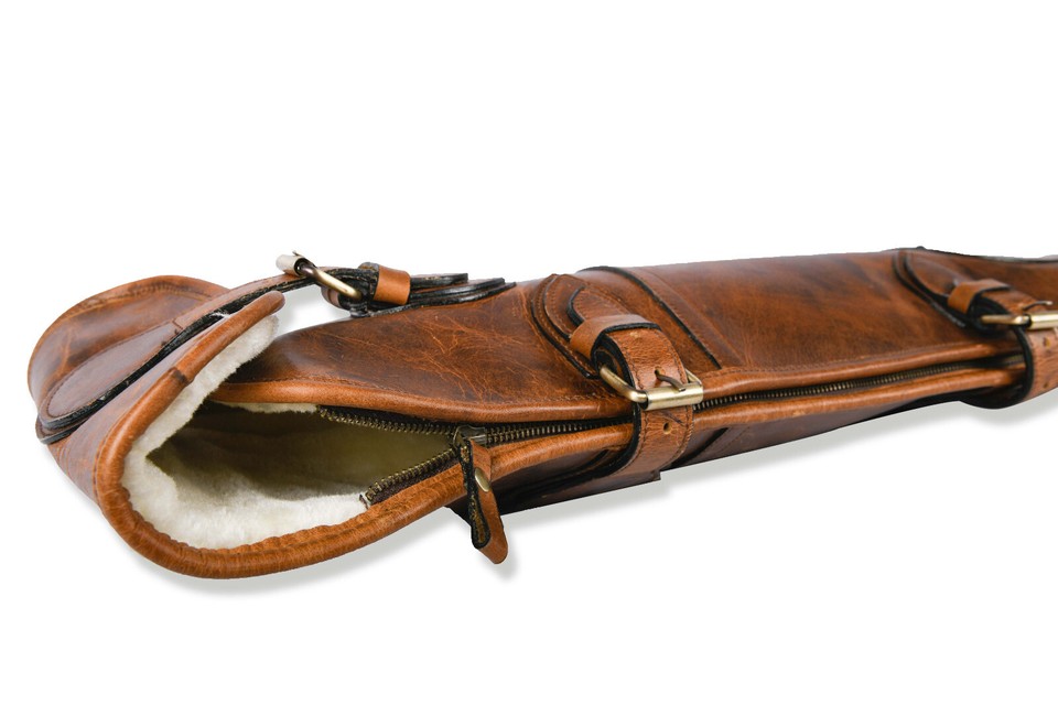 GENUINE LEATHER WESTERN CASE BROWN TOOLED RIFLE COVER SCABBARD SHOTGUN ...