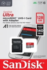 Sandisk Ultra 128GB MicroSD with SD Adapter A1 140MB/s Full HD Video New Sealed