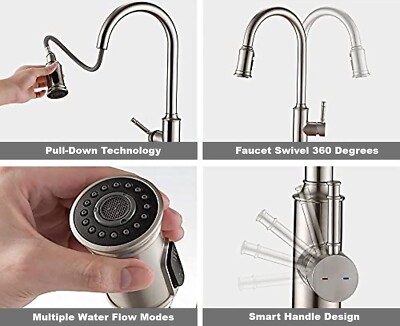 Küchenarmatur 360 ausziehbarer Mixer Flex drehbar Dual Spray Wasserhahn Edelstahl 