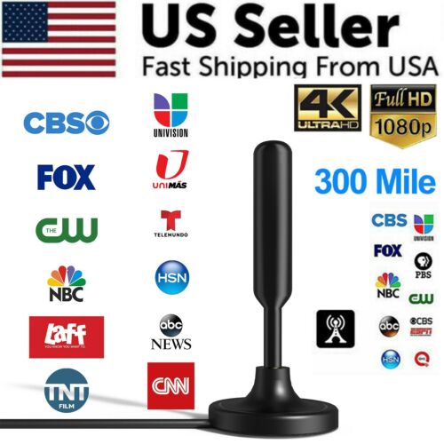 300 Miles Upgraded TV Antenna Digital HD Antenna Indoor HDTV 1080P 4K Long Range - Afbeelding 1 van 12