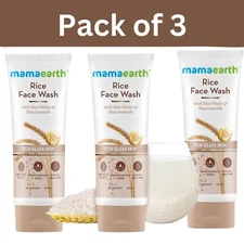 3 X Mamaearth Rice Face Wash With Rice Water & Niacinamide For Glass Skin 100ml