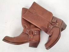 Stivali pelle cognac fibbie ottone n°39 tipo Camperos punta mozza paninaro -75T