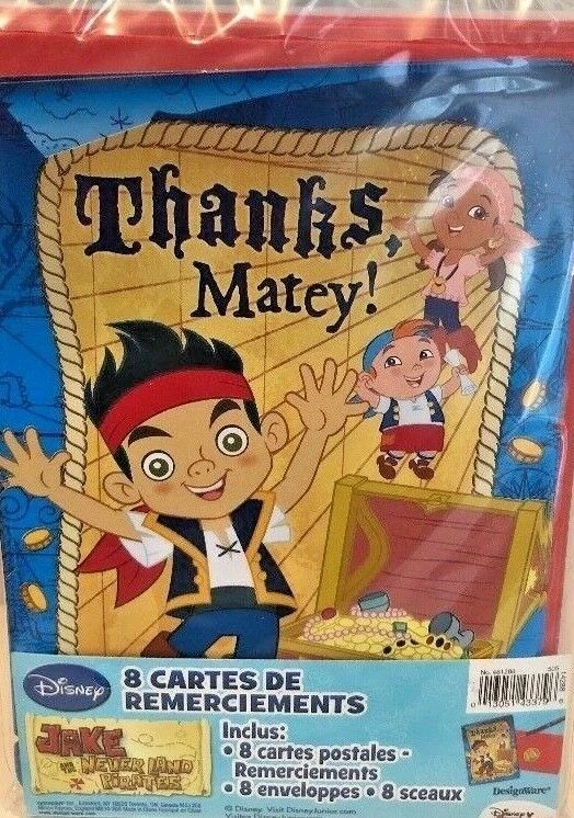 Jake and the Never Land Pirates Thank You Postcards, Notes, 8 Ct, Seals, Red Env - Image 3 of 4