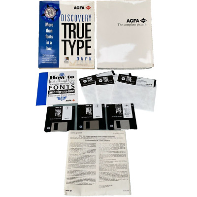 AGFA Discovery True Type Pack Fonts 46 Scalable Clip Art 1992 3.5 5.25 Floppy 