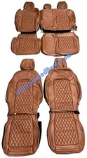 MAHOGANY DIAMOND STITCHED LEATHER SEAT COVERS FOR FORD BRONCO FULL SIZE 4 DOOR