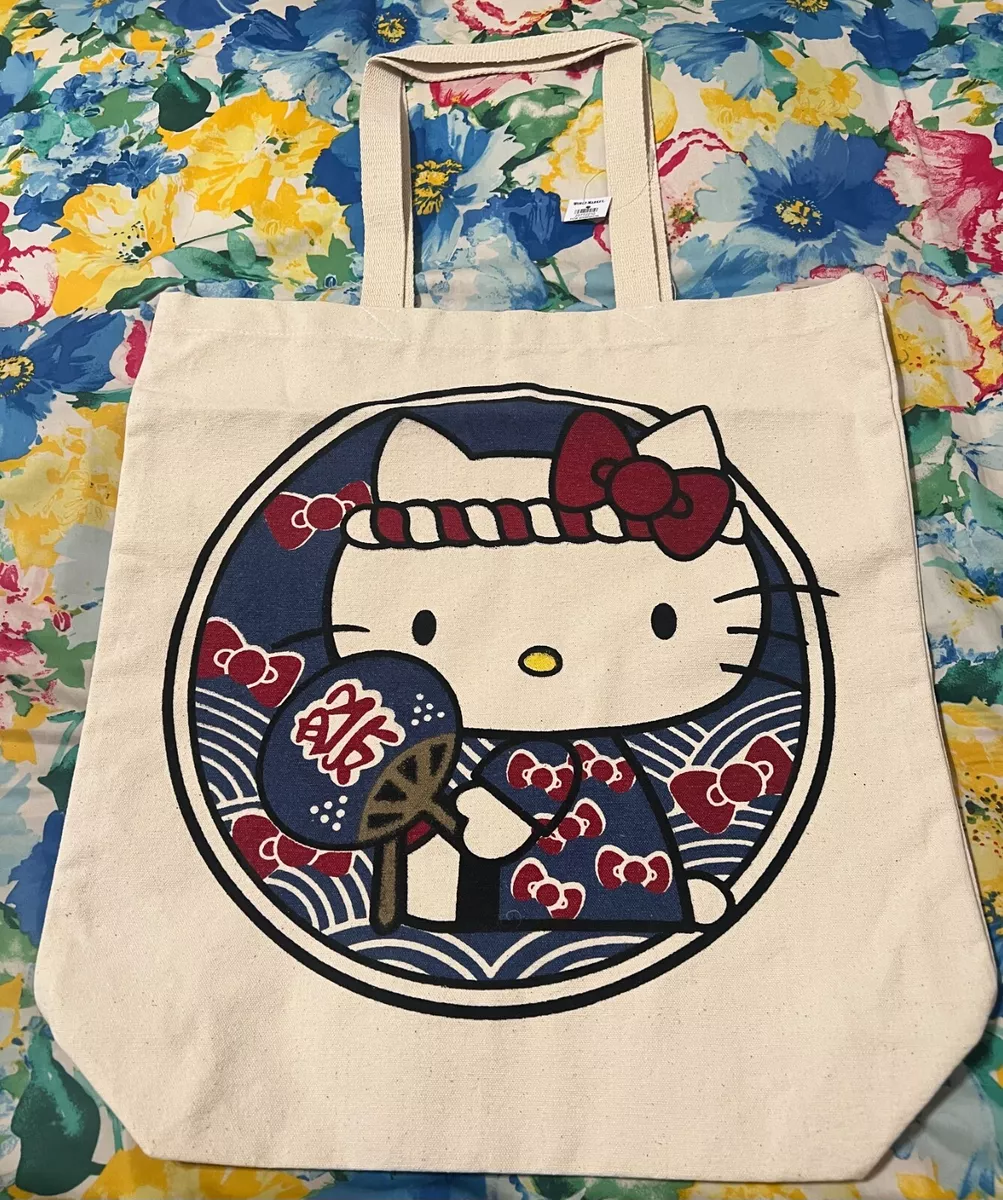 New Sanrio Hello Kitty x World Market Omatsuri Japanese Festival Canvas Tote Bag