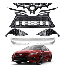 Fits Toyota Camry SE XSE 2021-2023 Front Grille BK Trim Fog Light Bezel Set 9pcs