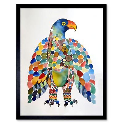 Weißkopfseeadler Muster Portrait Moderne Volkskunst Gerahmtes Wandbild Bild Druck 12x16