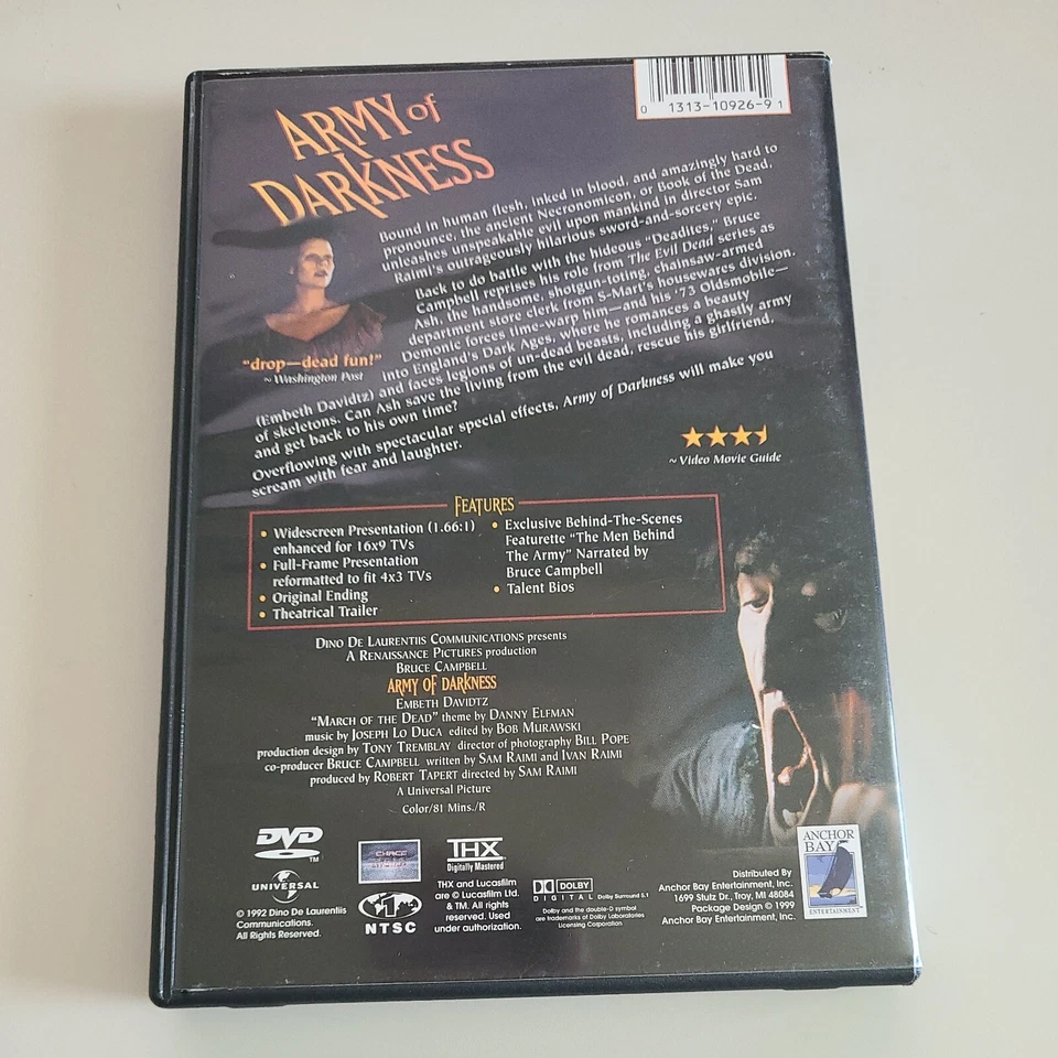 Army of Darkness (DVD, 1992, Special Edition) - Image 2 of 2