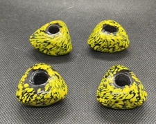 Lot of 4 Vintage Black and Yellow Macrame Beads 1970's