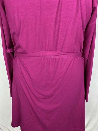 Lands' End Wrap Dress Womens 18W Fuchsia Knit Cotton Blend Long Sleeve Office - Picture 8 of 13