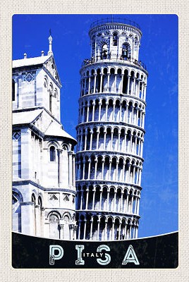 Blechschild 18x12 Pisa Italien Schiefer Turm von Pisa Wand Deko Bar Kneipe Samml