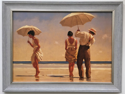 Mad Dogs by Jack Vettriano gerahmter Druck in Leinwandoptik 55 cm x 42 cm grau
