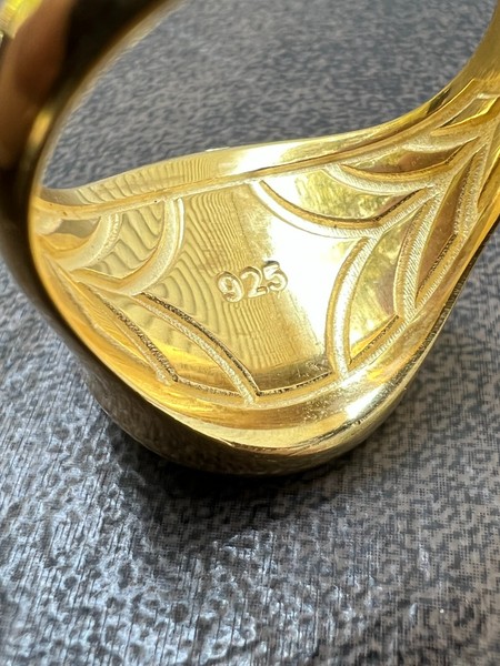 Alternate view of Mens Real 14k Gold Plated 925 Silver Sailor Navigational North Star Compass Ring