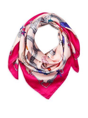 NWT Authentic MOSCHINO Moschino Lucky Silk Scarf, Pink MSRP $375 - 第 2/5 張圖片
