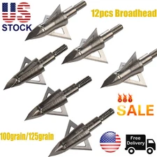 12X 100/125GR Hunting Broadhead Tips Arrow Head Screw In Point Archery Target 