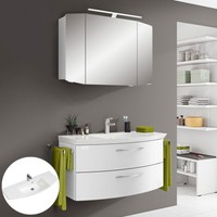 Badezimmer Waschplatz Set In Hochglanz Weiß Inkl. Led Spiegelschrank GäSte Wc