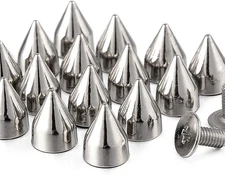 100 Sets 9MM Silver Spikes and Studs Metal Bullet Cone Spikes Screw Back Leat...