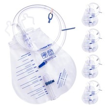 Urinary Drainage Bag 4000ml, 5 Pack Catheter Bags for Women and Men