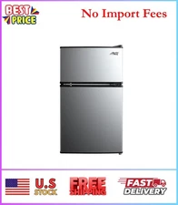 Arctic King 3.2 Cu ft Two Door Mini Fridge with Freezer, Stainless Steel, E-Star