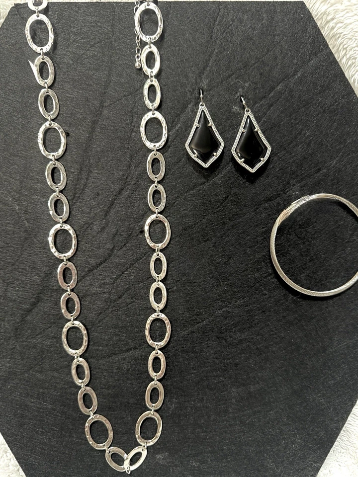 Kendra Scott Alex Pendientes colgantes en obsidiana, collar y pulsera, lote de 3 piezas Foto 3 de 4