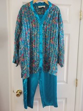 Victoria s Secret Gold Label Turquoise Blue pajama set top bottom size Large