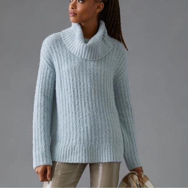 MAEVE By Anthropologie Light Blue Chunky Knit Cowl Neck Sweater Women’s 