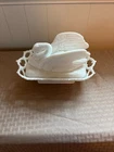 Vintage Milk Glass Swan on Nest Candy Covered Dish Westmoreland