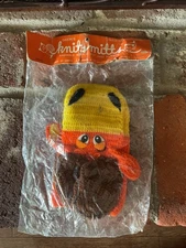 DAKIN'S 60S 70S KNIT MITTS CHOCOLATE MOOSE PUPPET NEW IN PACKAGE KOREA WASHABLE